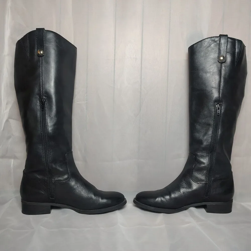 Inc International Concepts Fawne Black Leather Riding Boots Kneehigh Womens 8M